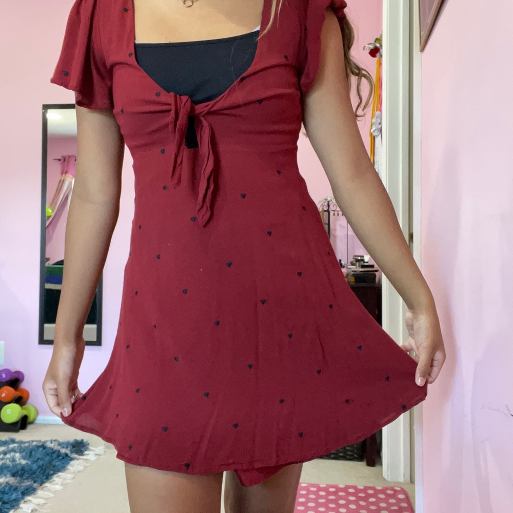 Forever 21 red dress with black hearts